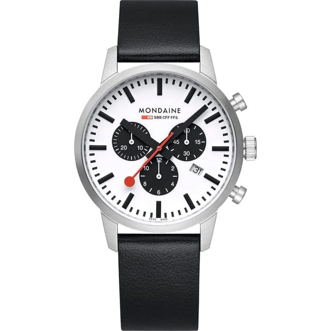 Mondaine Msd.41410.lbv Classic Chronograaf Datum Vegan Heren Horloge MSD.41410.LBV white
