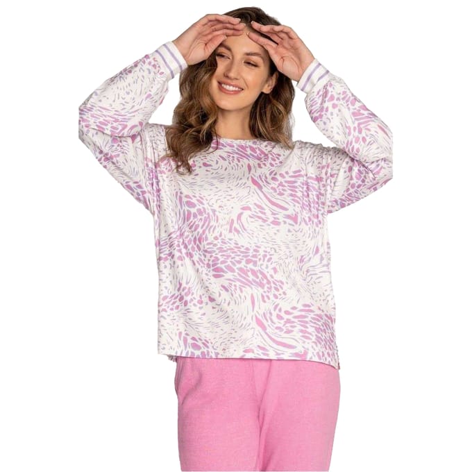 PJ Salvage Dames/Dames Top met lange mouwen en luipaardprint (Gebroken wit)