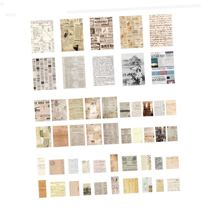 100 Feuilles Autocollants Scrapbook Antique Papier Découpage Vintage Multiusage DIY Journaling Artisanat white