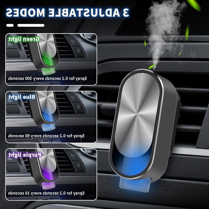 Luchtverfrisser voor auto met lange houdbaarheid, aluminium aroma diffuser en drie verstelbare clips