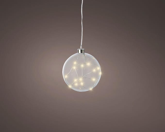 LED Bal met verlichting glas 10cm warm wit licht decoratie.