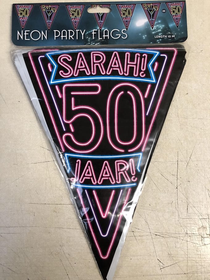 Paperdreams - Sarah - Neon Party Vlaggen - 50 Jaar (10 m)