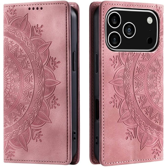 Comfycase Apple iPhone 17 Pro Soft Mandala Bookcase Roze