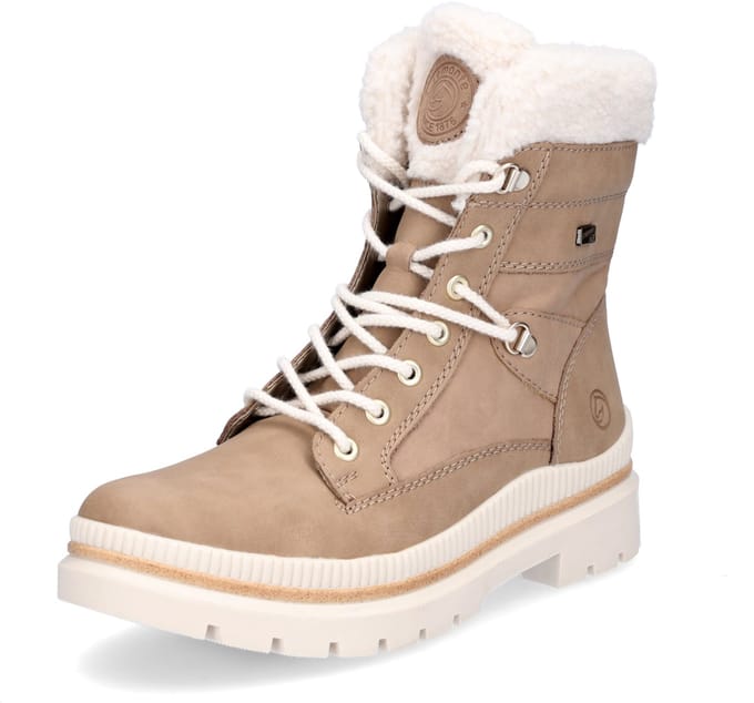 Remonte D0C77-20 Veterboots Beige Leer Dames Waterafstotend - Beige - 38