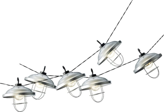 Decoris Lichtsnoer - solar tuinverlichting - 2,5 meter - warm wit licht - 6 lampenkappen