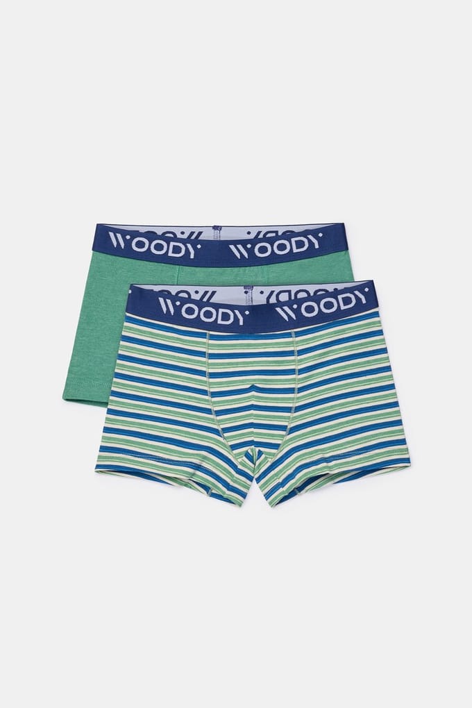 Woody Jongens boxer groen + streep - maat 128/8J