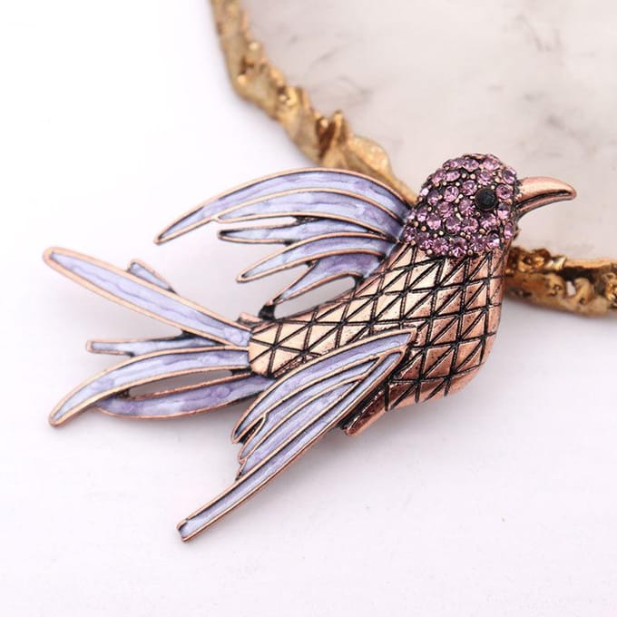Mode Créatif Cuivre Rouge Violet Goutte d'Huile Broche Oiseau Assortiment Vêtements Épinglette Bijoux Femmes gray