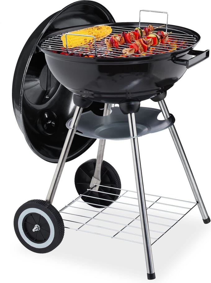 Houtskool bbq met deksel - Ø 40 cm - wielen