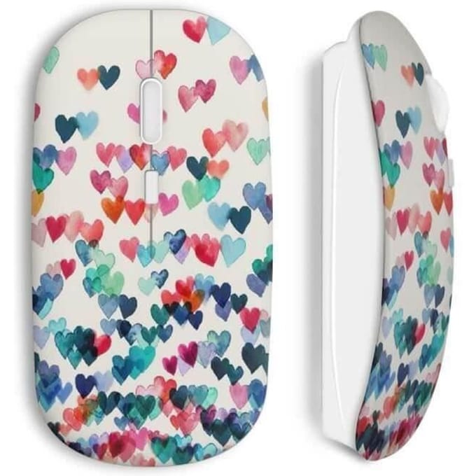 Souris Sans Fil - MANIACASE - Coeurs colors - Wi-Fi - Clé USB incluse - Compatible Mac et PC