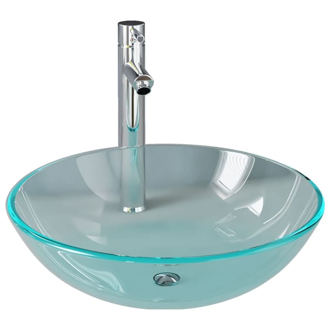 vidaXL - Wastafel - met - kraan - en - pop-up - afvoer - gehard - glas - transparant