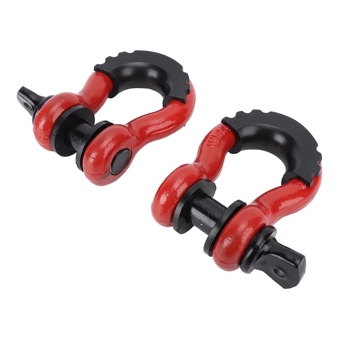 2 Pièces Manille Anneau D 3/4 Pouce Capacité de Charge 8800 LBS Manille de Remorquage Robuste en Acier au Carbone avec red