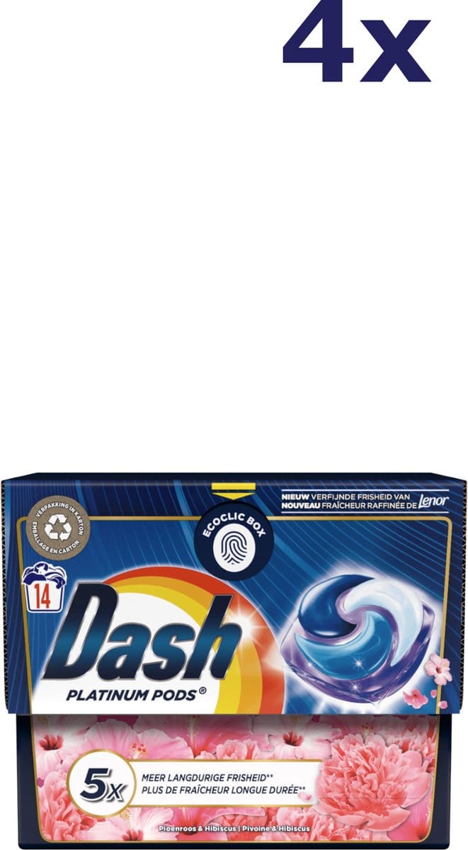 4x Dash Pods platinum 14sc - 380.8gr Pioenroos & Hibiscus