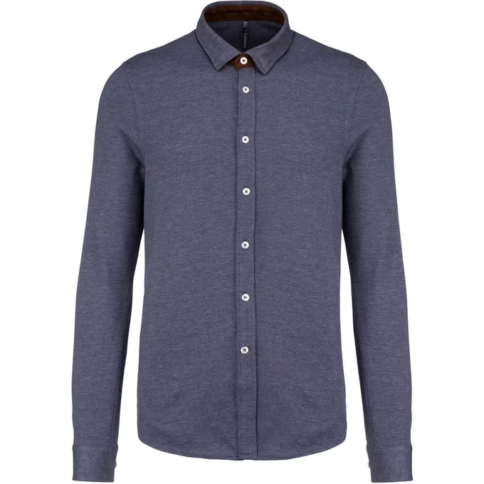 Kariban Jacquard overhemd lange mouwen K507 - Jacquard blue - S