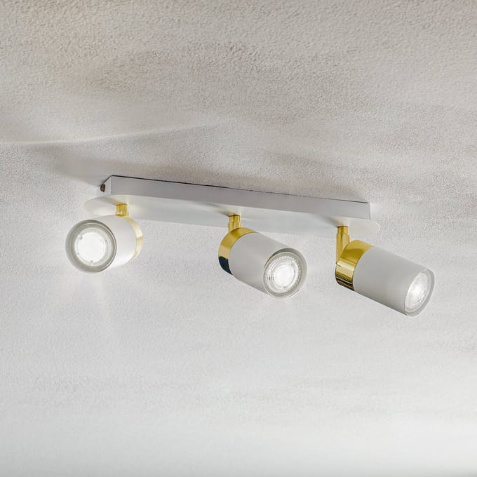Eko-Light Plafondspot Joker, wit/goud, 3-lamps