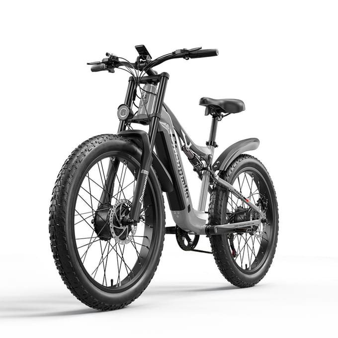 Shengmilo S600 26  Elektrische Mountainbike 2000W Dubbele Motor 48V 17.5Ah Batterij grijs
