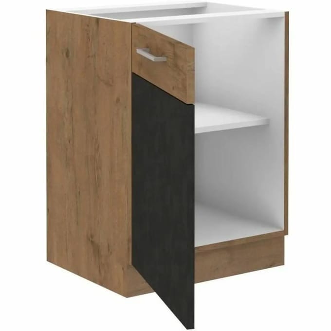 ROCK onderkast - Melamine met lancelot eiken en matera grijs decor - 1 deur - L60 x H82 cm