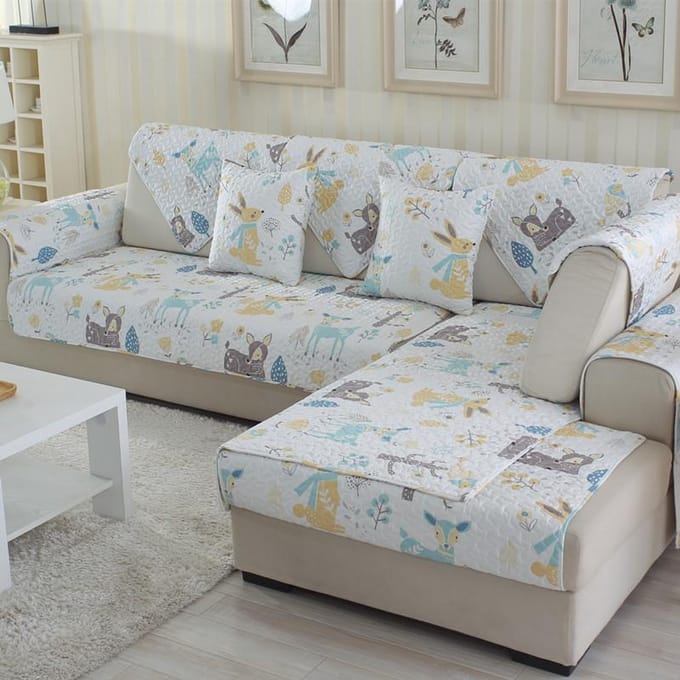 Coussin de Canapé Matelassé en Coton Impression Simple Moderne Épais Antidérapant Housse de Coussin de Canapé 70*70
