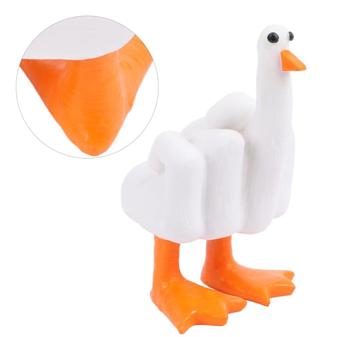 Middelvinger Eend Decoratie Grappig Eendje Hars Beeldje Ornament Decor Hars Ambacht white