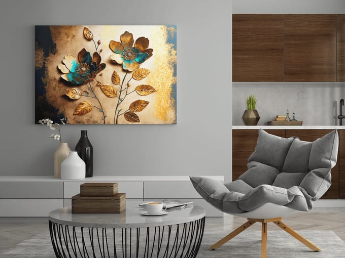Canvas Schilderij - Bloemen - Abstract - 90x60x2 cm