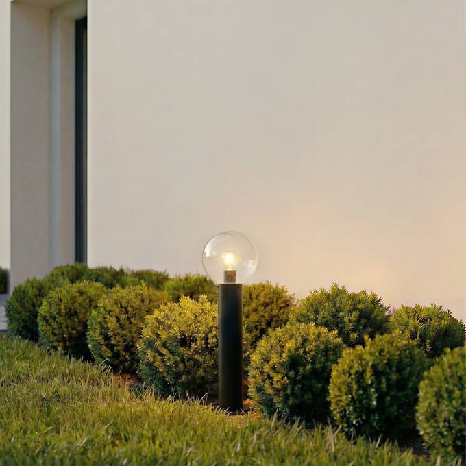 Lindby - Sokkellamp - 1licht - Glas, aluminium - H: 60 cm - E27 - transparant, zwart