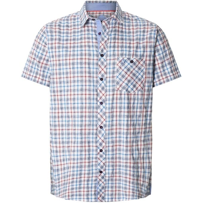 Jan Vanderstorm herren Overhemd Met Korte Mouwen - 41/42 - blauw - Plus Size