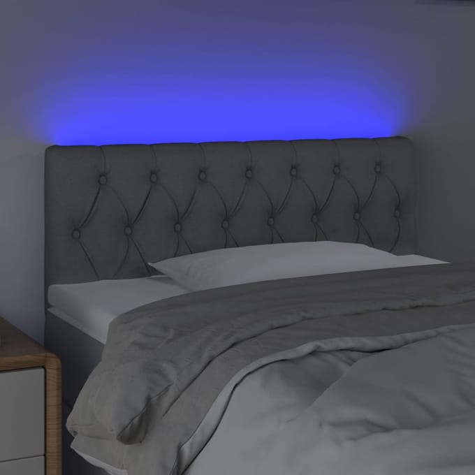 vidaXL - Hoofdbord - LED - 100x7x78/88 - cm - stof - lichtgrijs