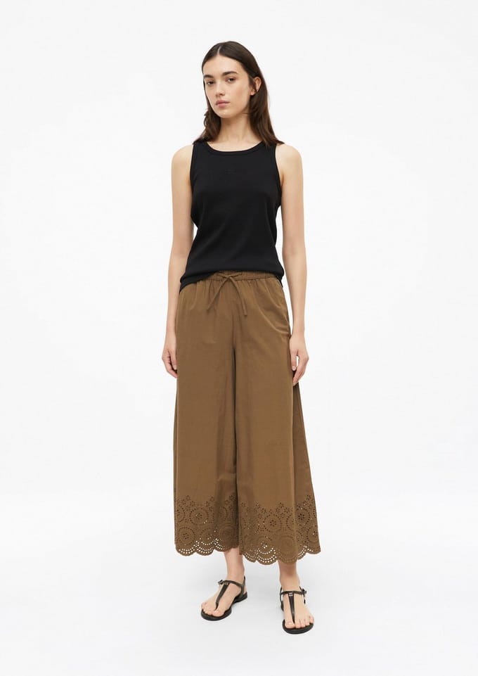 Wide leg culotte van puur katoen