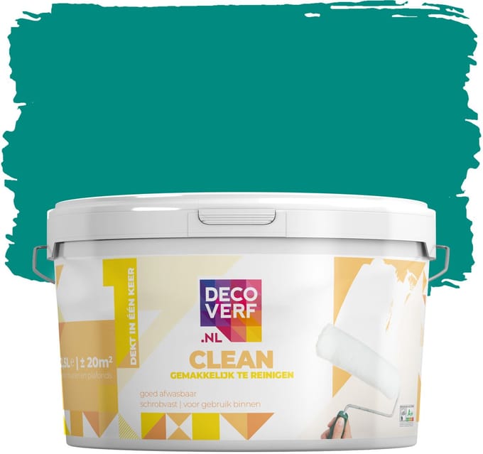 Decoverf clean muurverf aquagroen, 2.5L