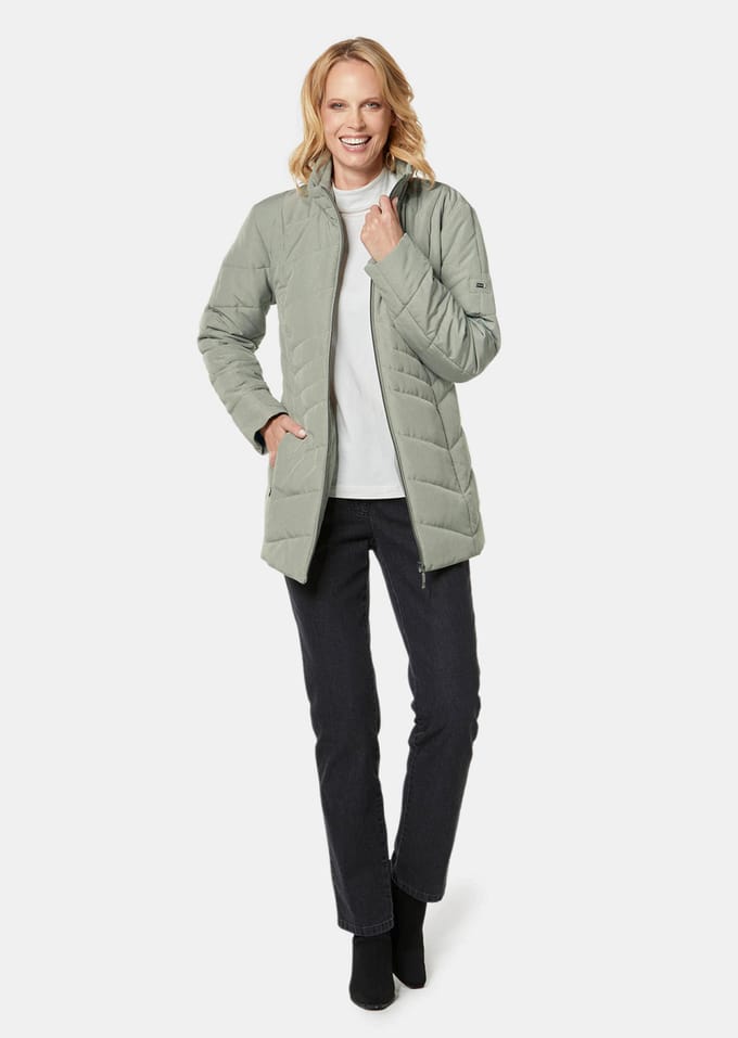 Gewatteerd jack - grijsgroen / gemêl. - Gr. 40 van Goldner Fashion