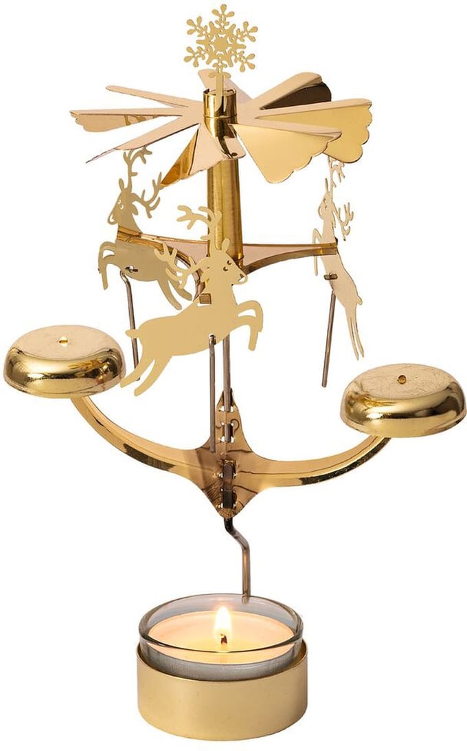 Moses kerst theelicht carrousel met gouden klokkenspel