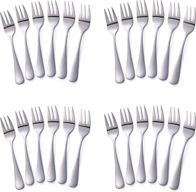 Alheco 24 gebaksvorkjes - RVS - Kleine vorkjes set - Zilver