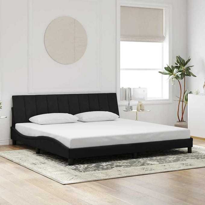 vidaXL - Bedframe - zonder - matras - "Hanko" - 200x200 - cm - fluweel - zwart