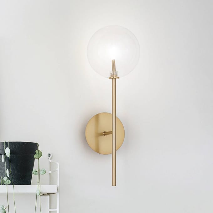 IDEAL LUX wandlamp Equinoxe, messing/helder, hoogte 45 cm