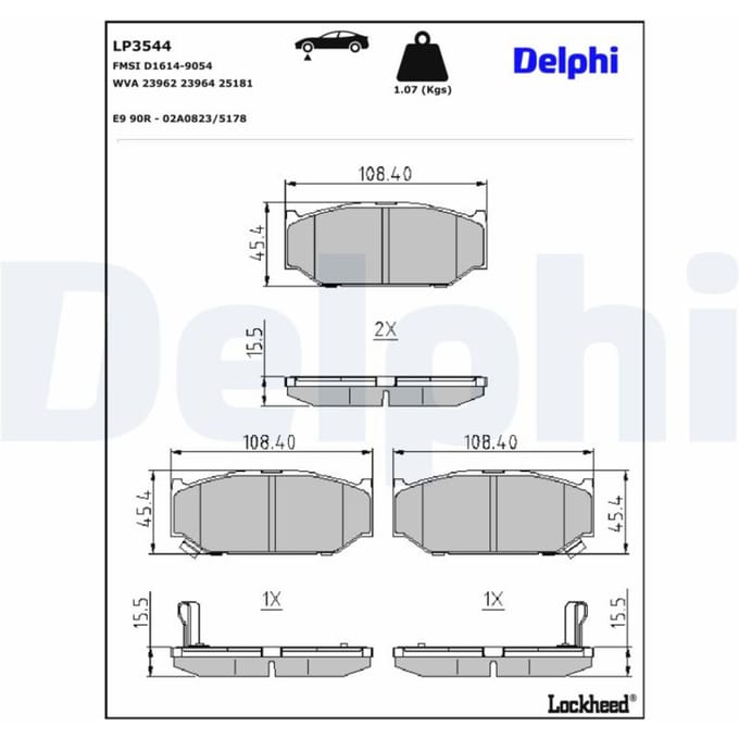 Remblokkenset, schijfrem DELPHI LP3544