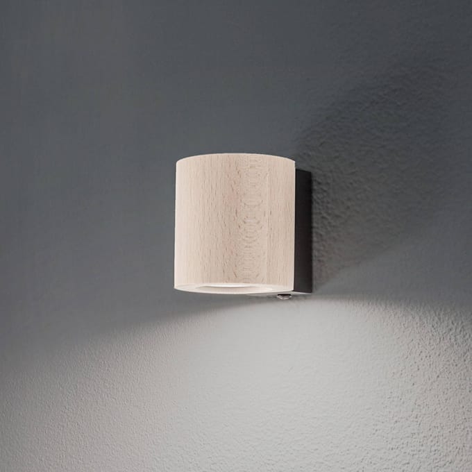 TK Lighting Wandlamp Eve, beukenhout, Ø 8 cm, GU10