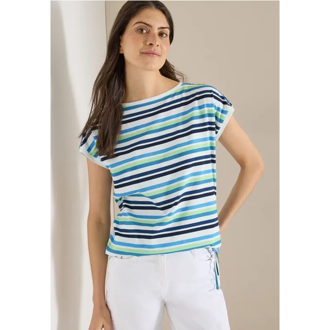 Shirt met ronde hals en rimpels