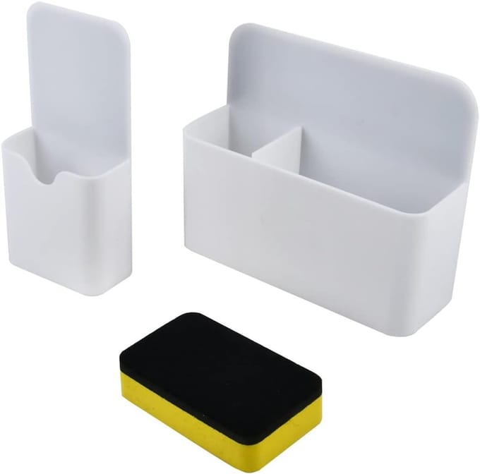 Magnetische whiteboard penhouder met spons, set van 2 voor kantoor en thuisgebruik