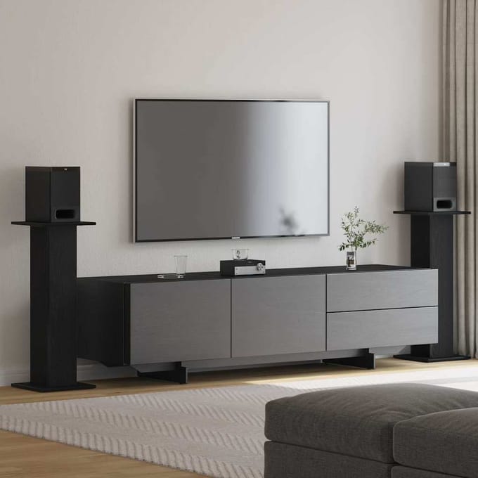 vidaXL Luidspreker standaards 2 st Zwart Eiken 30 x 30 x 80 cm
