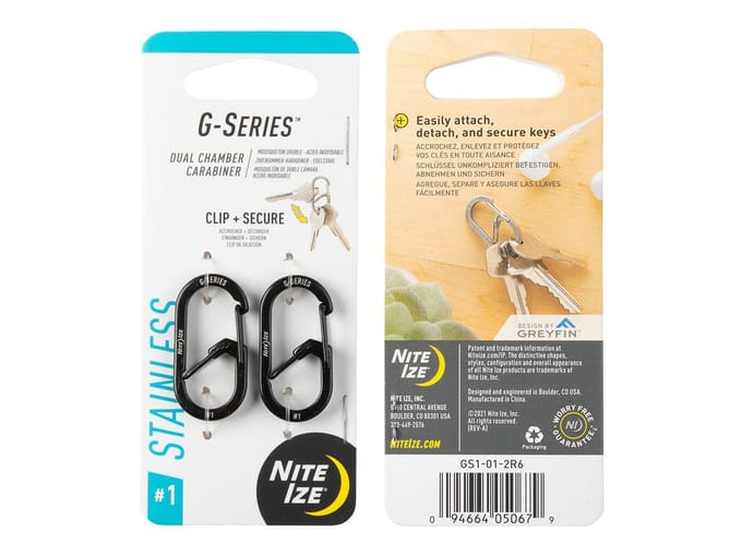 NITE Ize NI-GS1-01-2R6 Sleutelkarabijn Zwart 2 stuk(s)