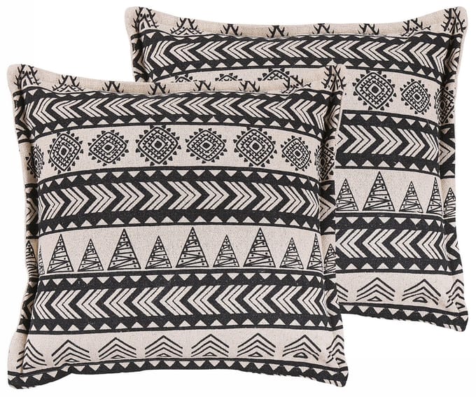 HENTEPE - Sierkussen set van 2 - Beige - 45 x 45 cm - Katoen