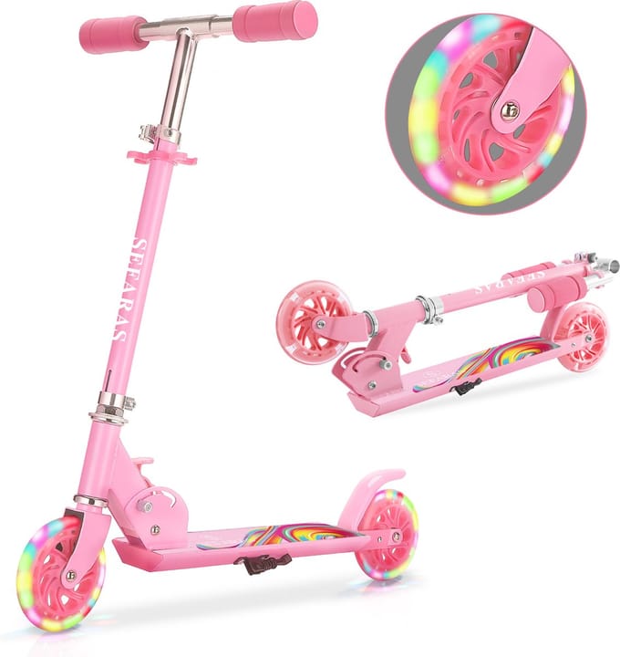 Sefaras Kinderstep - Kick Step - Step voor kinderen - LED Wielen - Jongens/Meisjes - Roze