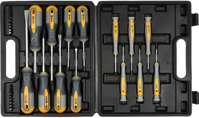 Vorel 60785 - Schroevendraaier Set - 32 Delen - Ergonomische Handvatten - CrV Staal