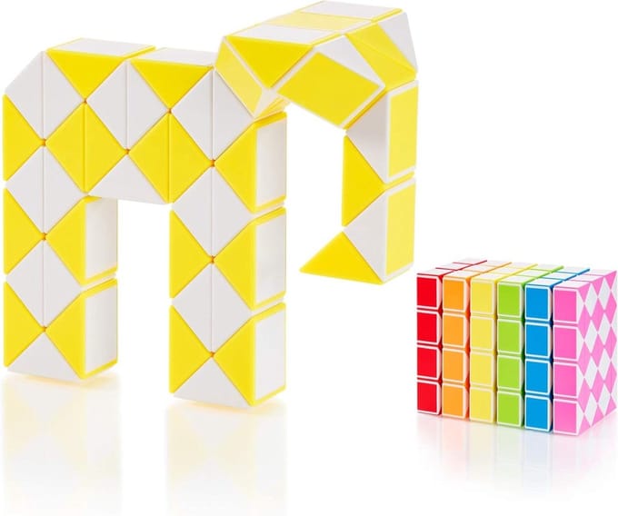 Magische Slang Puzzel - Draai Puzzel - Kinderspel - 48 Blokken - Extra Groot - Geel