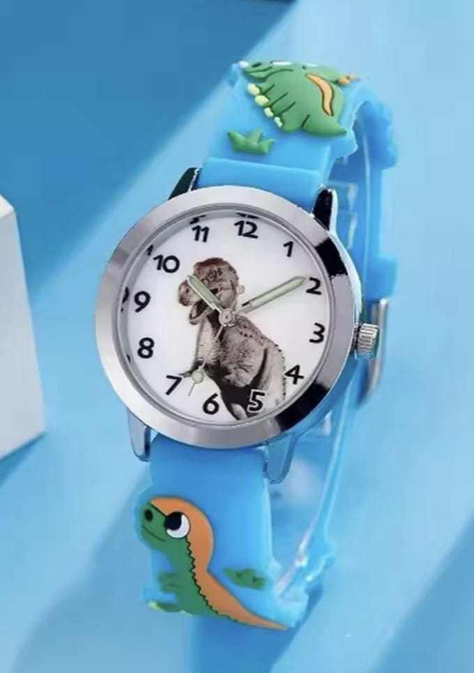12Getit Dino horloge blauw siliconen band