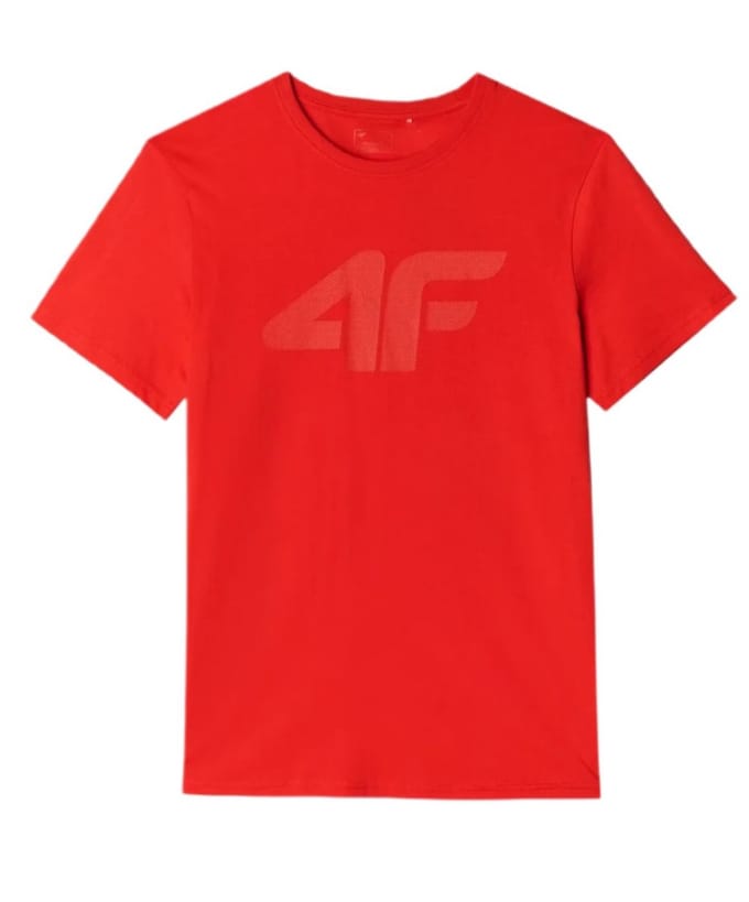 4F Heren T-shirt Katoen Rood Regular Fit Ronde Hals XL