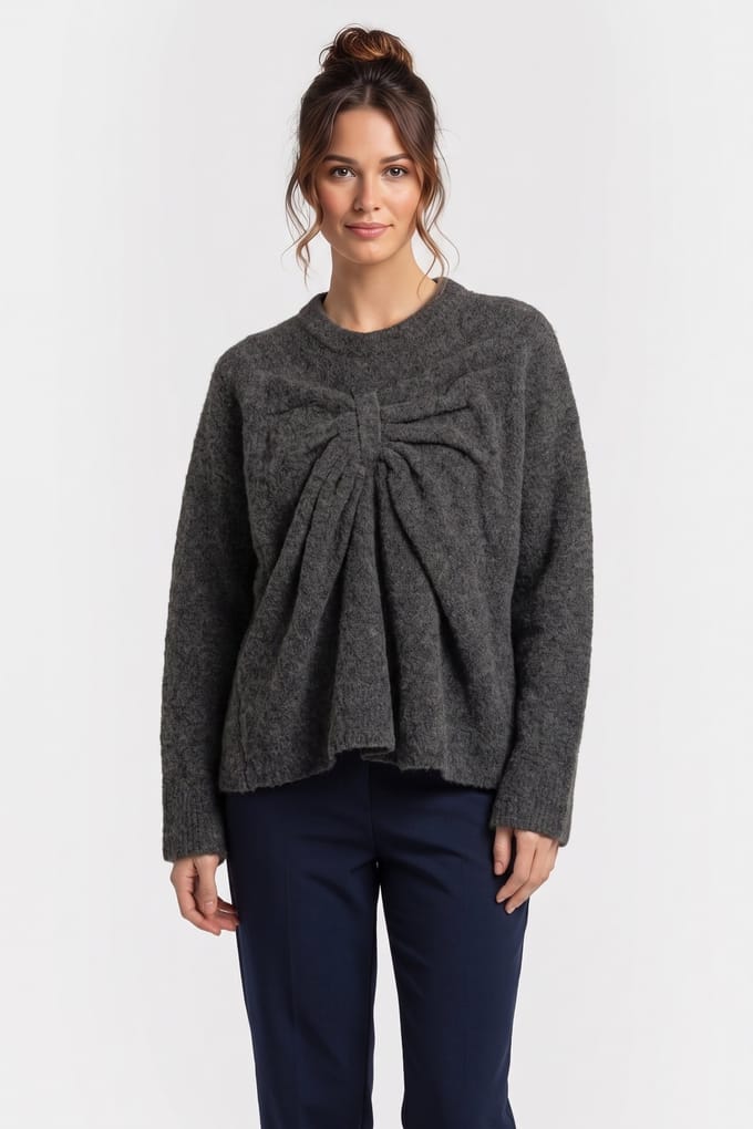 ARKET Clothilde Bow Sweater Grey Maat: XS/S | Sweaters Outlet | Dames | Grijs