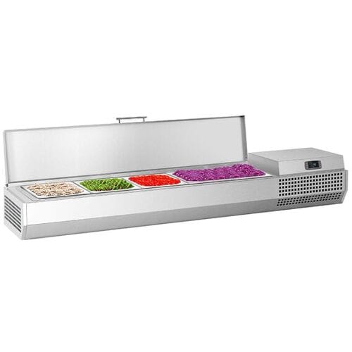 GGM Gastro Opzetkoelvitrine PREMIUM PLUS - 1328x353mm - 5x GN 1/4 zilver