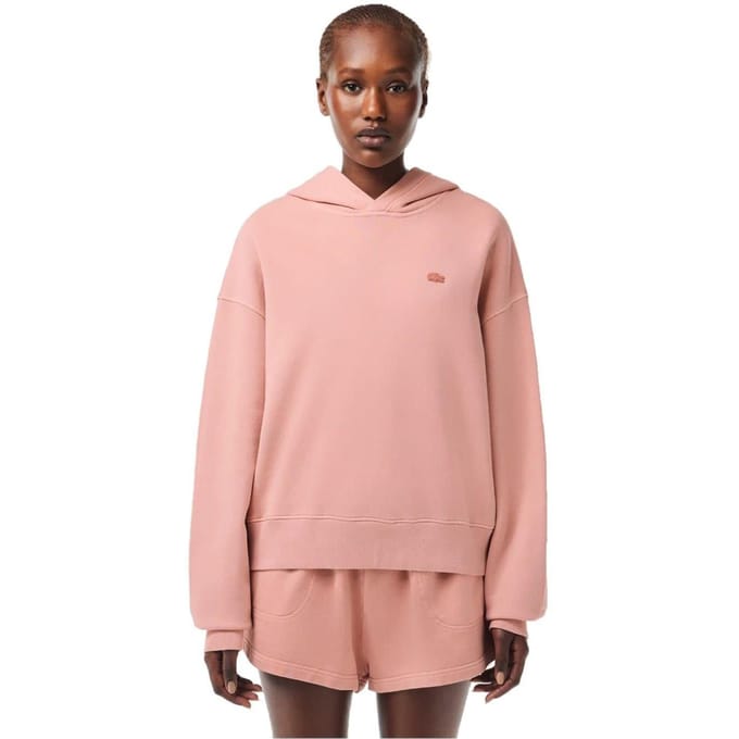 Lacoste Dames/Dames Geborduurde Logo Oversized Hoodie (Roze)