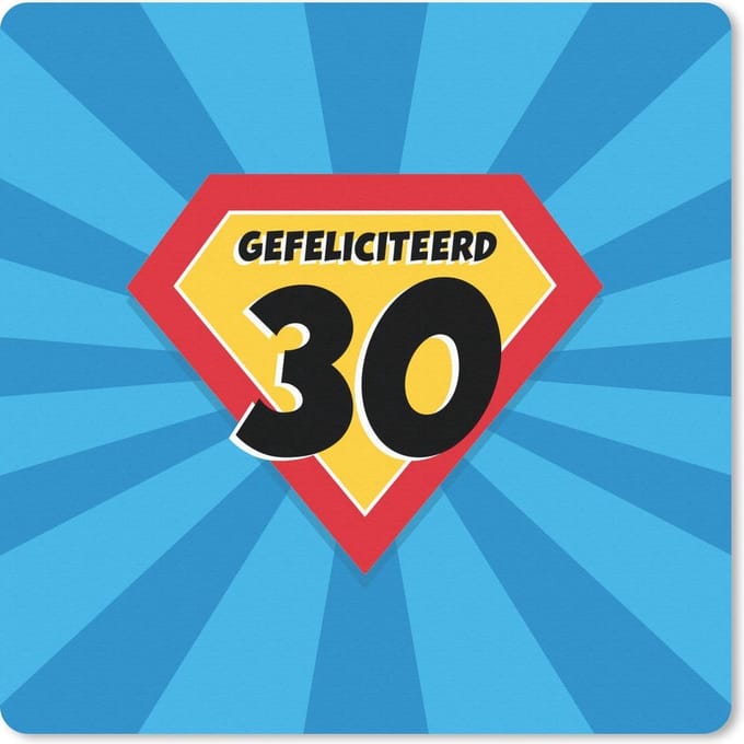 Muismat 20x20 cm - Mousepad 30 jaar verjaardag - Feest - Cape - Muismatten