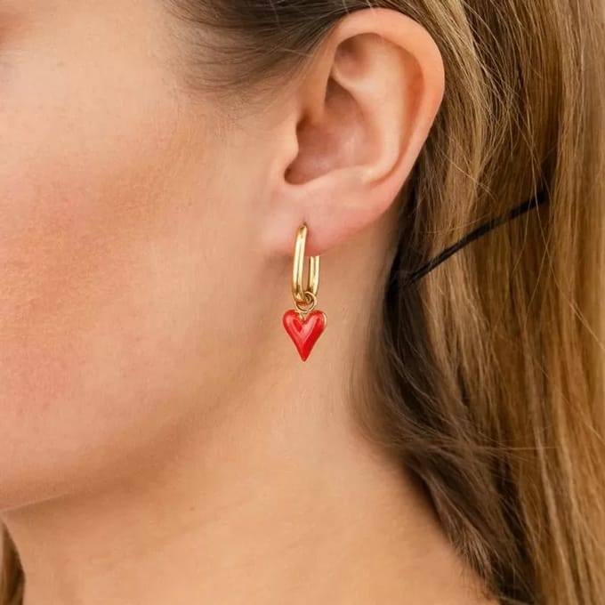 oorbellen rood hartje